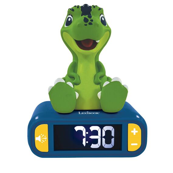 Lexibook, Dinosaurier, Nachtlicht-Wecker, Sounds und Melodien, LCD-Hintergrundbeleuchtung, Leuchtanzeige, Schlummerfunktion, Blau/Grün, RL800DINO