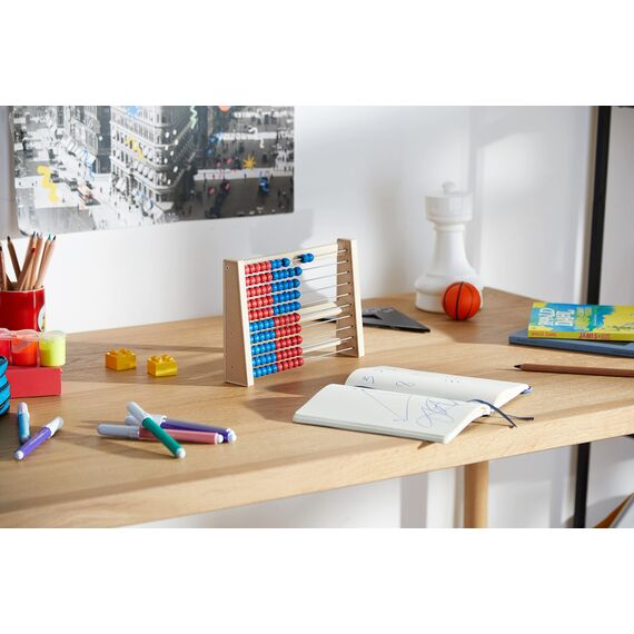 WISSNER® Aktiver Lern-Rechenschieber aus robustem RE-Wood®-Design für mehr Spaß in jeder Mathe-Rechenstunde - Spielend Rechnen Lernen bis 100-25 x 5 x 17cm - Rechenmaschine für Schulkinder