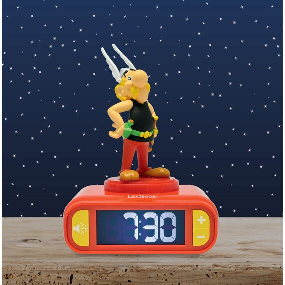 Lexibook, Asterix, Asterix Nachtlichtwecker, Klänge und Melodien, hintergrundbeleuchteter LCD-Bildschirm, Leuchtend, Schlummerfunktion, RL800AX2