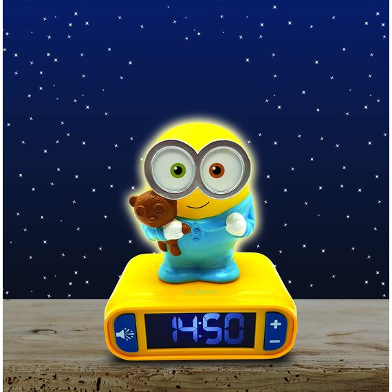 Lexibook, Ich - Einfach unverbesserlich Minions, Bob, Nachtlicht-Wecker, Sounds und Melodien, LCD-Hintergrundbeleuchtung, Leuchtend, Schlummerfunktion, gelb, RL800DES