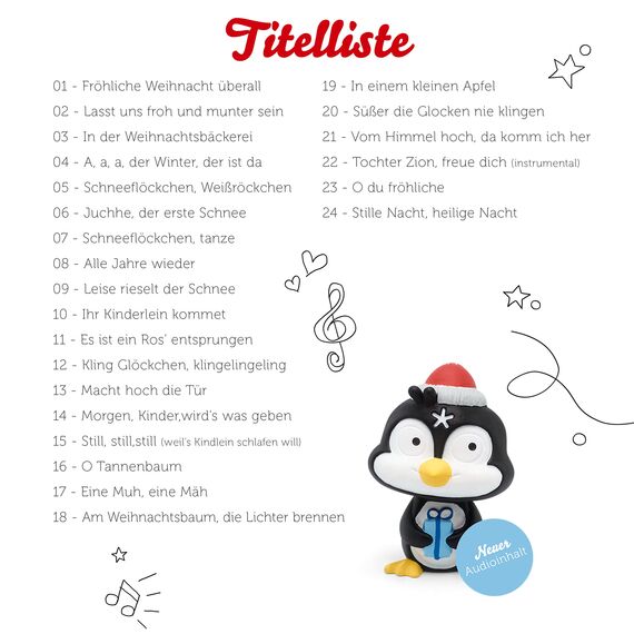 tonies Hörfiguren für Toniebox, Lieblings-Kinderlieder – Weihnachtslieder, Kinderlieder ab 3 Jahren, Spielzeit ca. 54 Minuten