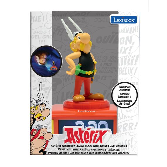Lexibook, Asterix, Asterix Nachtlichtwecker, Klänge und Melodien, hintergrundbeleuchteter LCD-Bildschirm, Leuchtend, Schlummerfunktion, RL800AX2