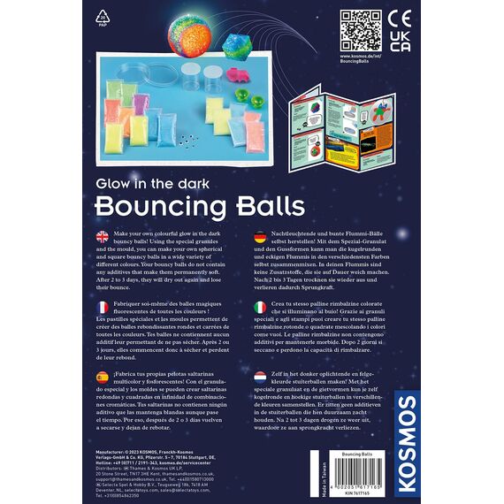 KOSMOS 617165 Fun Science - Nachtleuchtende Flummi-Power, Stelle 20 kunterbunte Power-Bälle her, Experimentierset für Einsteiger: Experimentierkasten, mehrsprachige Anleitung