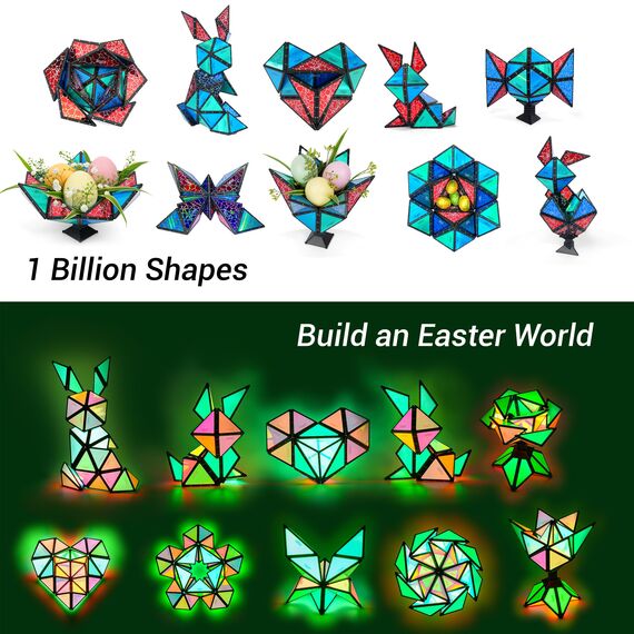 TOSY Magnet Pyramid Stone – 1 Würfel verwandelt Sich in 1 Milliarde Formen, 12 Teile, 243 Magnete, Ostergeschenk für Kinder, holografisches Design, kreatives STEM-Puzzle, 2er-Pack