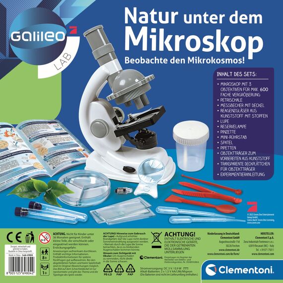 Clementoni Galileo Lab – Natur unter dem Mikroskop, Mikroskop für Kinder, Biologie-Labor für Schulkinder, Spielzeug für Kinder ab 8 Jahren von Clementoni 69804