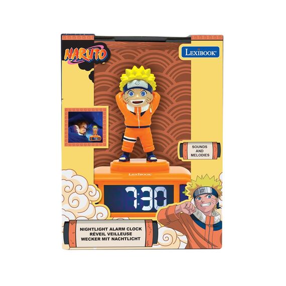 Lexibook, Naruto RL800NA Nachtlicht-Wecker Naruto, Sounds und Melodien, LCD-Display mit Hintergrundbeleuchtung, beleuchtet, Snooze, RL800NA