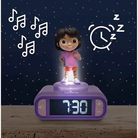 Lexibook, Wecker – Nachtlicht Dora mit Soundeffekten, Violett, RL800DOR