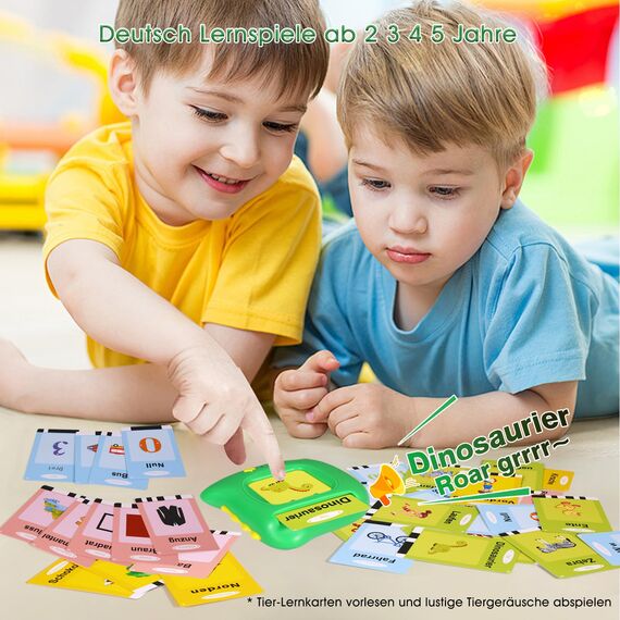 Sprechende Lernkarten Deutsch Lernspielzeug 384 Wörtern Sprechen Lernen Flash Karten Deutsch Lernspiele Sprachspiele Spielzeug ab 2 3 4 5 Jahre, Lernen Alphabet Zahlen Farben Tier Talking Flash Cards
