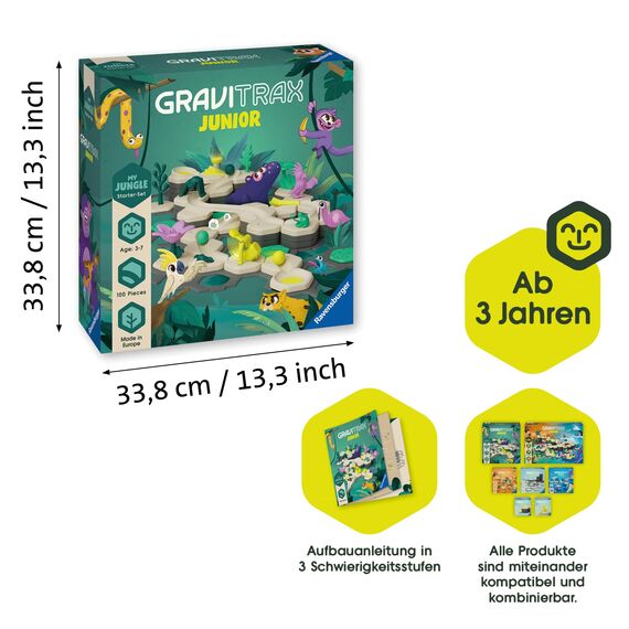 Ravensburger GraviTrax Junior Starter-Set L Jungle 27499 -Murmelbahn überwiegend aus nachwachsenden Rohstoffen mit Themenwelten, Lern- und Konstruktionsspielzeug für Jungs und Mädchen ab 3 Jahren