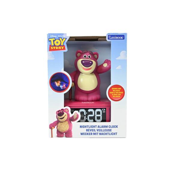 Lexibook, Disney Toy Story, Wecker Nachtlicht Lotso, Leuchtende Figur, Soundeffekte, Alarmwahl, LCD-Display mit Hintergrundbeleuchtung, Schlummerfunktion, Lila, RL800TS1