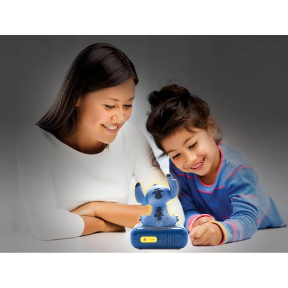 Lexibook, Disney Stitch, Stitch Nachtlicht Wecker, Klänge und Melodien, LCD-Bildschirm mit Hintergrundbeleuchtung, beleuchtet, Schlummerfunktion, Blau, RL800DLXB
