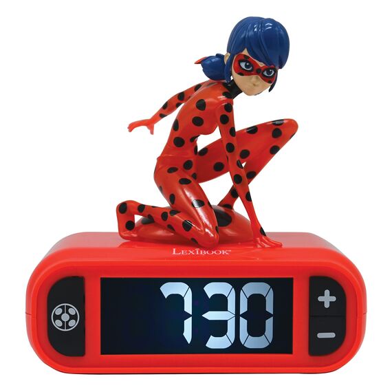 Lexibook, Miraculous Ladybug Cat Noir, Ladybug Nachtlichtwecker, Klänge und Melodien, LCD-Hintergrundbeleuchtung, Leuchtend, Snooze, Rot, RL800MI