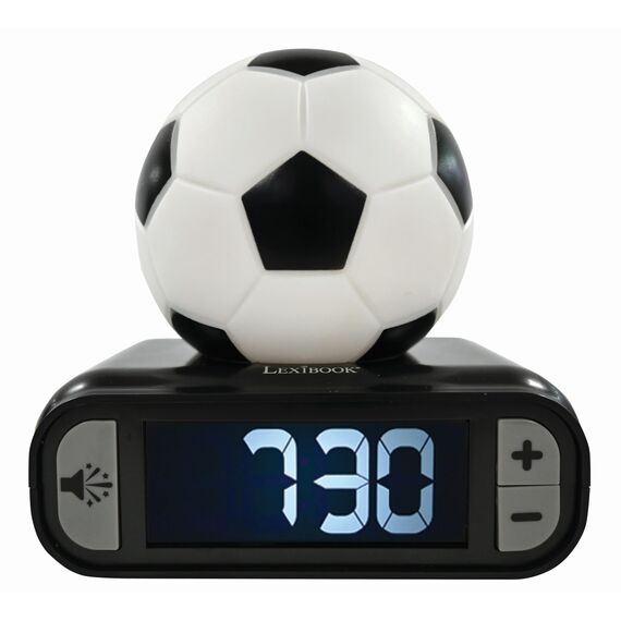 Lexibook - Schwarzer digitaler Fußball-Wecker mit Nachtlicht, Snooze-Funktion, Uhr, aufleuchtendem Fußball - RL800FOLXB