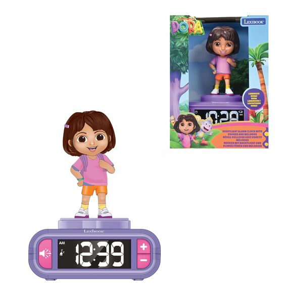 Lexibook, Wecker – Nachtlicht Dora mit Soundeffekten, Violett, RL800DOR