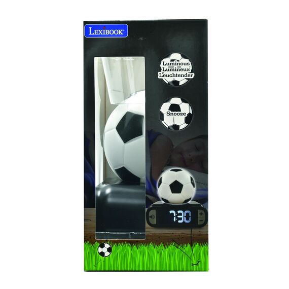 Lexibook - Schwarzer digitaler Fußball-Wecker mit Nachtlicht, Snooze-Funktion, Uhr, aufleuchtendem Fußball - RL800FOLXB