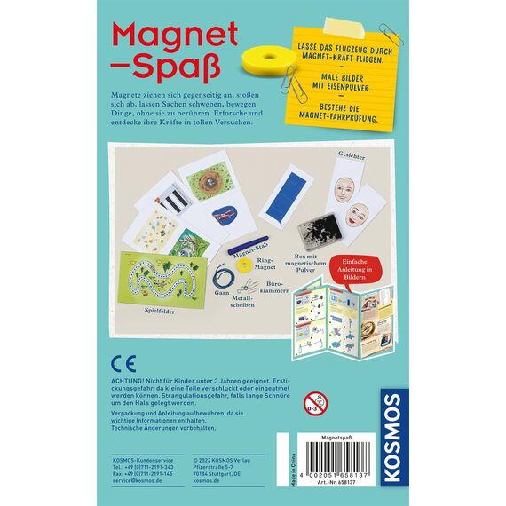 KOSMOS 658137 Magnet-Spaß, mit spannenden Experimenten spielerisch Magnetismus entdecken, mit Magnet-Stab und Ringmagnet, Experimentierset für Kinder ab 6 bis 10 Jahre, Mitbringsel
