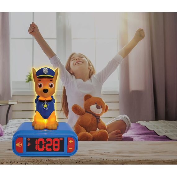 Lexibook, Paw Patrol, Chase Nachtlichtwecker, Klänge und Melodien, LCD-Hintergrundbeleuchtung, Leuchtanzeige, Schlummerfunktion, Blau, RL800PA