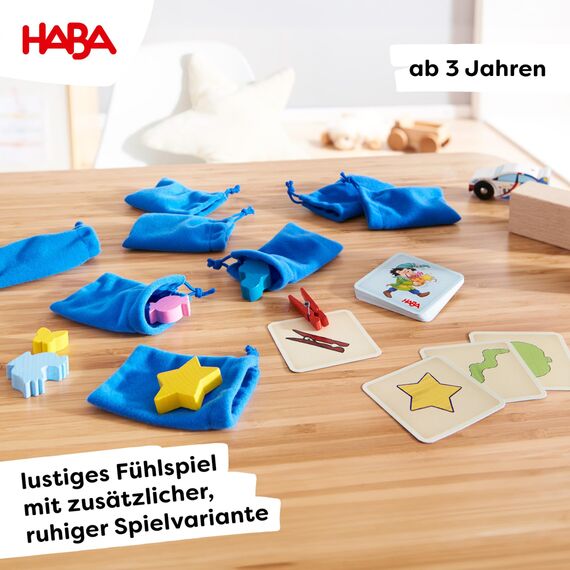 HABA Verfühlt nochmal – Fühlspiel & Lernspiel mit Holzteilen, fördert spielerisch die Feinmotorik, Motorik-Spielklassiker ab 3 Jahren – 1304508001