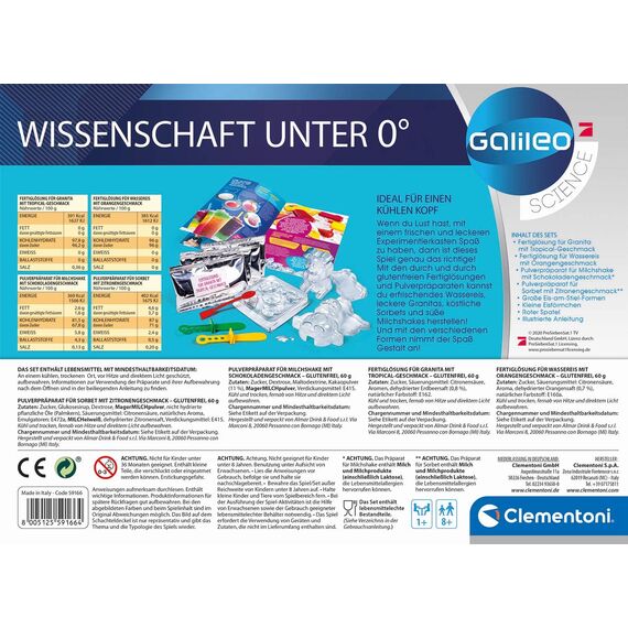 Clementoni Galileo Lab – Wissenschaft unter 0°, Experimentierkasten zum Selbermachen von EIS, Spielzeug für Kinder ab 8 Jahren, köstliche Experimente fürs Kinderzimmer von Clementoni 59166