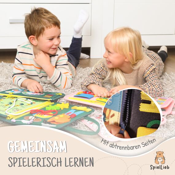 SpielLieb® Montessori Busy Board 3 Jahre - interaktives Activity Board Spielzeug für Kleinkinder - Beschäftigung für Auto & Flugzeug - Ideales Busy Book Geschenk für Entwicklung & Motorik