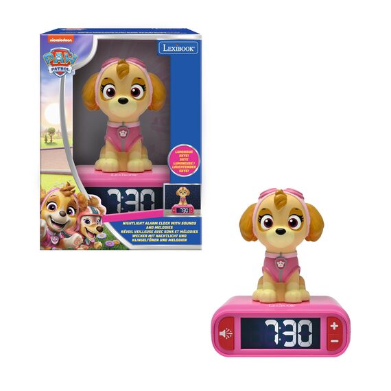 Lexibook, PAW Patrol, PAW Patrol Nachtlichtwecker, Töne und Melodien, hintergrundbeleuchteter LCD-Bildschirm, Leuchtend, Schlummerfunktion, RL800PAG