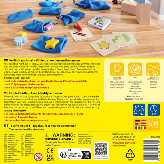 HABA Verfühlt nochmal – Fühlspiel & Lernspiel mit Holzteilen, fördert spielerisch die Feinmotorik, Motorik-Spielklassiker ab 3 Jahren – 1304508001