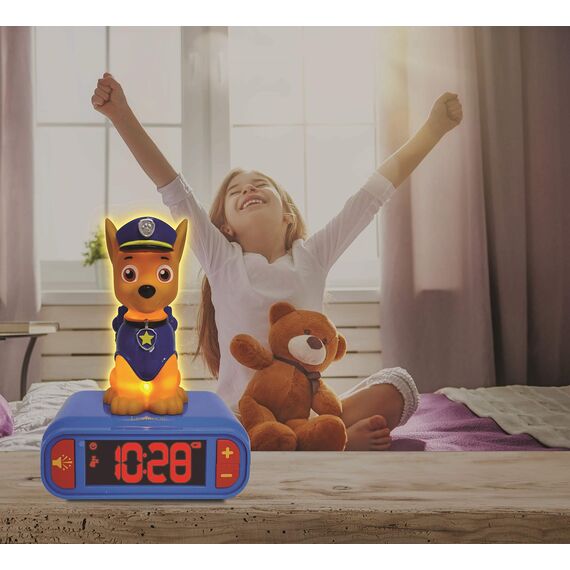 Lexibook, Paw Patrol, Chase Nachtlichtwecker, Klänge und Melodien, LCD-Hintergrundbeleuchtung, Leuchtanzeige, Schlummerfunktion, Blau, RL800PA