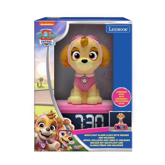 Lexibook, PAW Patrol, PAW Patrol Nachtlichtwecker, Töne und Melodien, hintergrundbeleuchteter LCD-Bildschirm, Leuchtend, Schlummerfunktion, RL800PAG