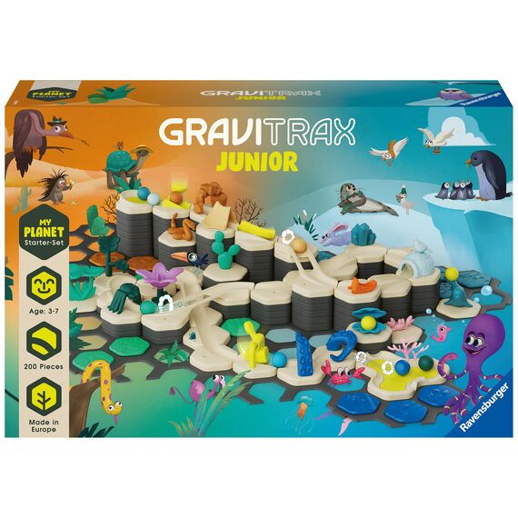 Ravensburger GraviTrax Junior Starter-Set XXL 27059 - Murmelbahn überwiegend aus nachwachsenden Rohstoffen mit Themenwelten, Lernspielzeug und Konstruktionsspielzeug für Jungs und Mädchen ab 3 Jahren