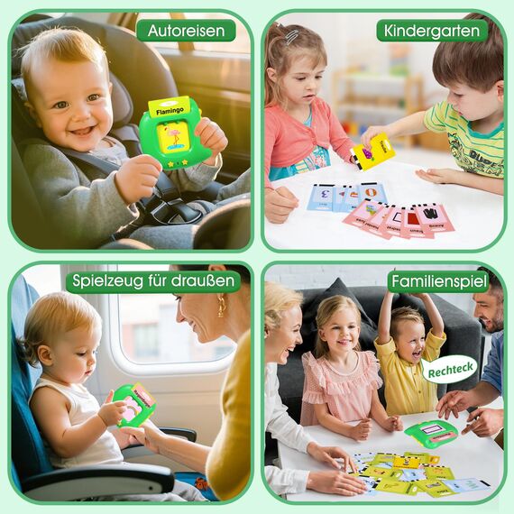 Sprechende Lernkarten Deutsch Lernspielzeug 384 Wörtern Sprechen Lernen Flash Karten Deutsch Lernspiele Sprachspiele Spielzeug ab 2 3 4 5 Jahre, Lernen Alphabet Zahlen Farben Tier Talking Flash Cards