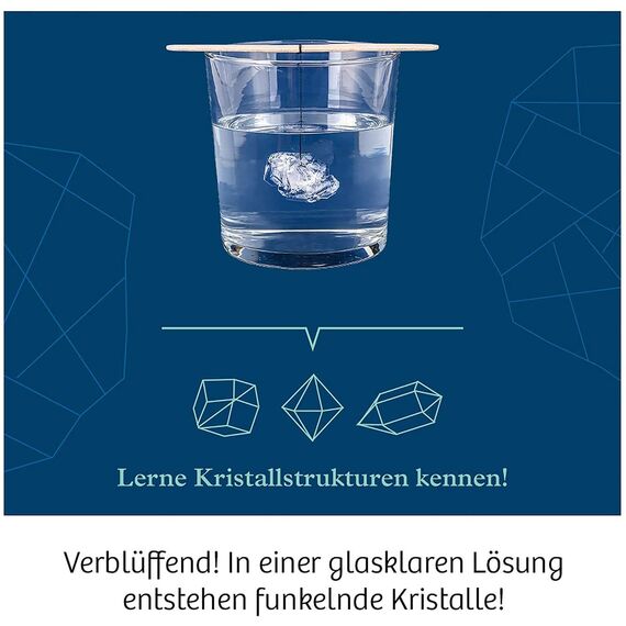 KOSMOS 643621 Kristalle züchten - Lass faszinierende Kristalle wachsen - Komplett-Set, nachtleuchtende, glitzernde Blitzkristalle, Druse, Schatztruhe, Deko, Experimentierkasten - Kinder ab 10-14 Jahre