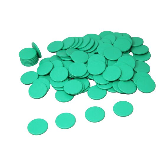 Spielchips grün (100 Stück) aus RE-Plastic | Zählchips Marker Tokens ø 25 mm