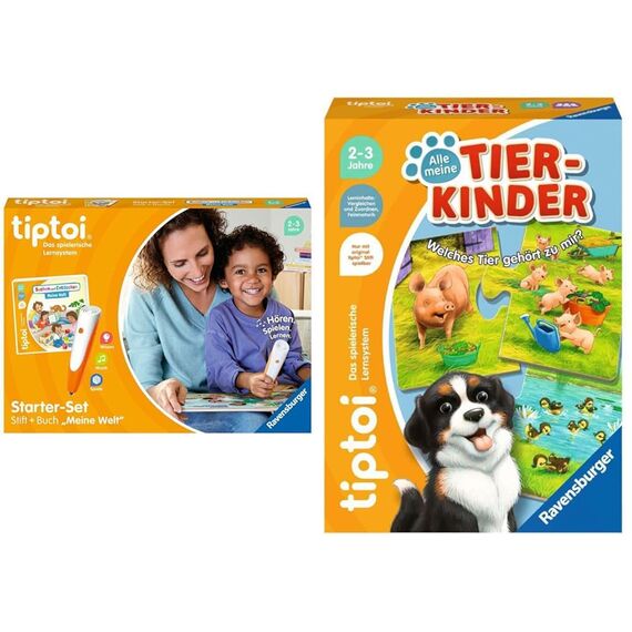 Ravensburger tiptoi Starter-Set 00112 - Stift und Bilderbuch Suchen und Entdecken Meine Welt - Lernsystem für Kinder ab 2 Jahren & tiptoi 00108 - Alle Meine Tierkinder