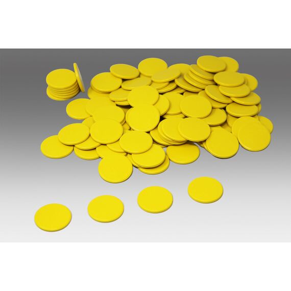 WISSNER Spielchips gelb (100 Stück) aus RE-Plastic® | Zählchips Marker Tokens ø 25 mm