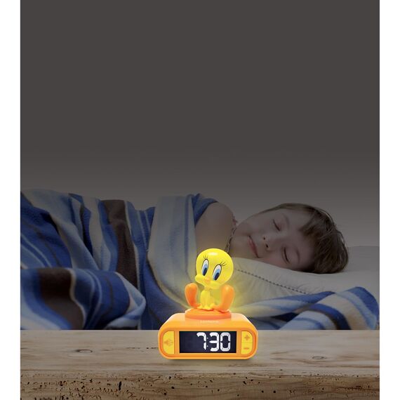 Lexibook, Tweety, Tweety Weckleuchte, Töne und Melodien, Hintergrundbeleuchtetes LCD-Display, Leuchtend, Schlummerfunktion, Gelb, RL800TW