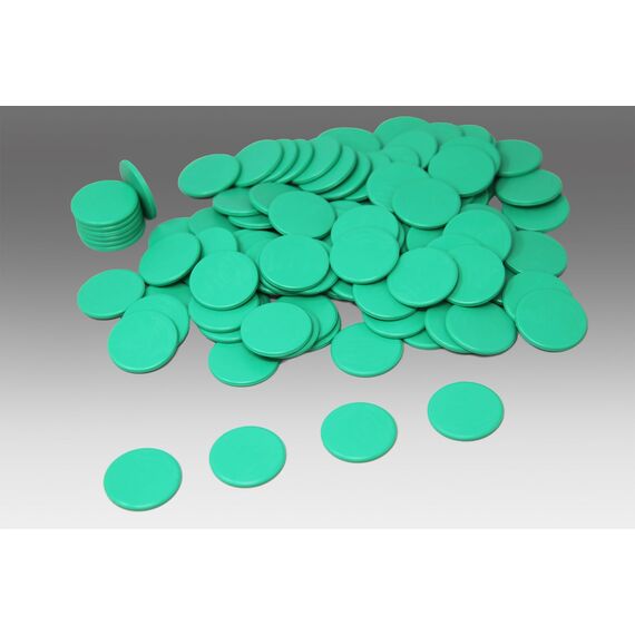 Spielchips grün (100 Stück) aus RE-Plastic | Zählchips Marker Tokens ø 25 mm