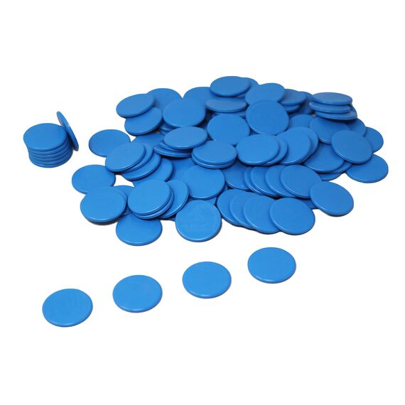 Spielchips blau (100 Stück) aus RE-Plastic® | Zählchips Marker Tokens ø 25 mm