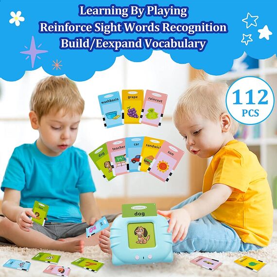Educational Learning Toys for 2,3,4 Years Old Kids, Speech Therapy Toys for Children, Autism Sensory Toddler Gifts with 112 Talking Flash Cards (224 Words)