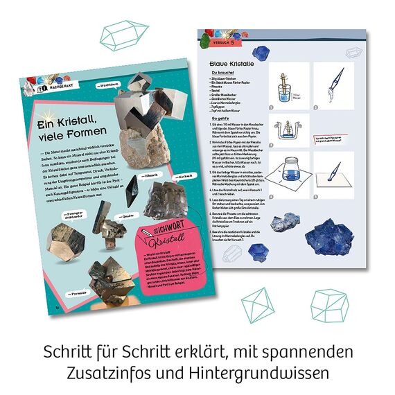 Kosmos 616854 Crystal Growing - Kristalle züchten Experimentier Set für Kinder mit mehrsprachiger Anleitung (DE, EN, FR, IT, ES, NL)