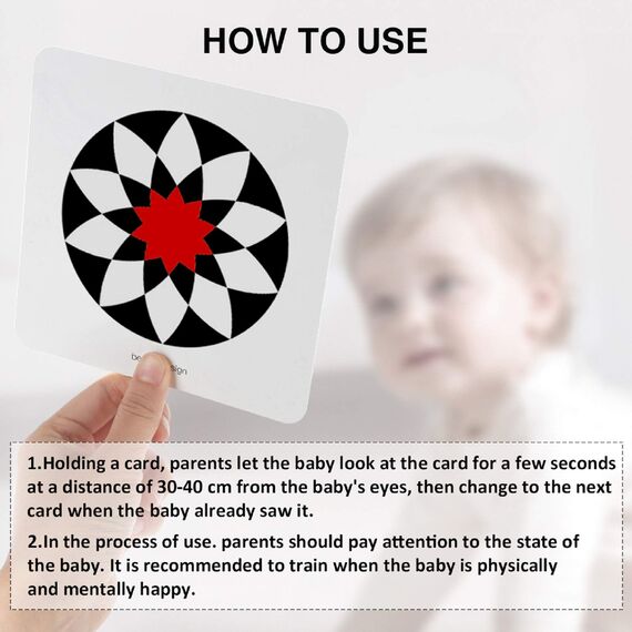 beiens Hohe Kontrast Baby Lernkarten,Schwarzes Weißes Spielzeug für die Entwicklung des Gehirns für Neugeborene,Visuelle Stimulation Lernaktivitätskarten für 0-3 Monate, 20 Stück 40 Seiten 14 * 14 cm