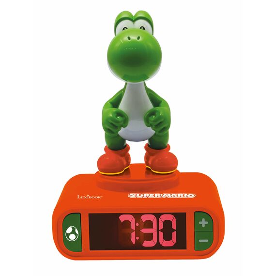 Lexibook, Super Mario, Yoshi Nachtlicht-Wecker, Klänge und Melodien, LCD-Hintergrundbeleuchtung, Leuchtend, Schlummerfunktion, Orange, RL800NI1