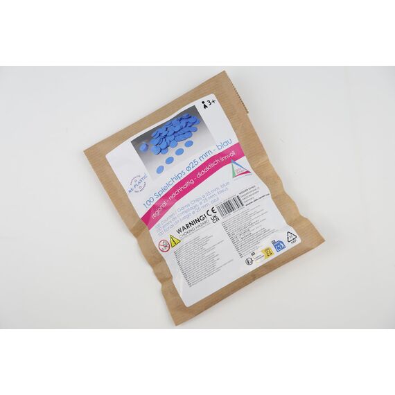 Spielchips blau (100 Stück) aus RE-Plastic® | Zählchips Marker Tokens ø 25 mm