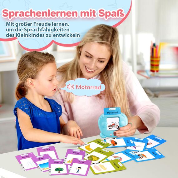 AHJ 510 Wörter Sprechende Lernkarten Deutsch, 255 Blätter, Interaktives Sprachspiel für Kinder ab 2-6 Jahren