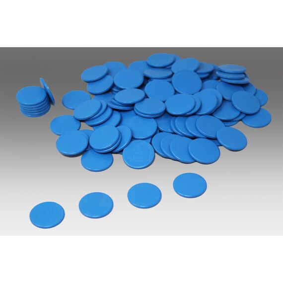 Spielchips blau (100 Stück) aus RE-Plastic® | Zählchips Marker Tokens ø 25 mm