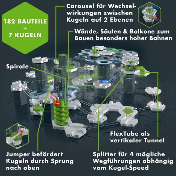 Ravensburger GraviTrax PRO Starter-Set Drop'n'Roll 27463 - Besonderes Starterset der PRO-Linie für Deine Kugelbahn Murmelbahn und Konstruktionsspielzeug ab 8 Jahre