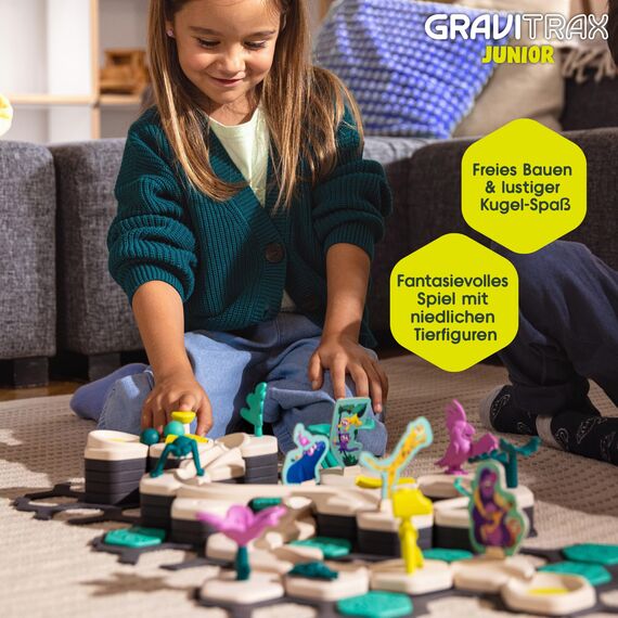 Ravensburger GraviTrax Junior Extension Trax - Erweiterbare Kugelbahn für Kinder, Murmelbahn überwiegend aus nachwachsenden Rohstoffen mit Themenwelten, Lern- und Konstruktionsspielzeug ab 3 Jahren