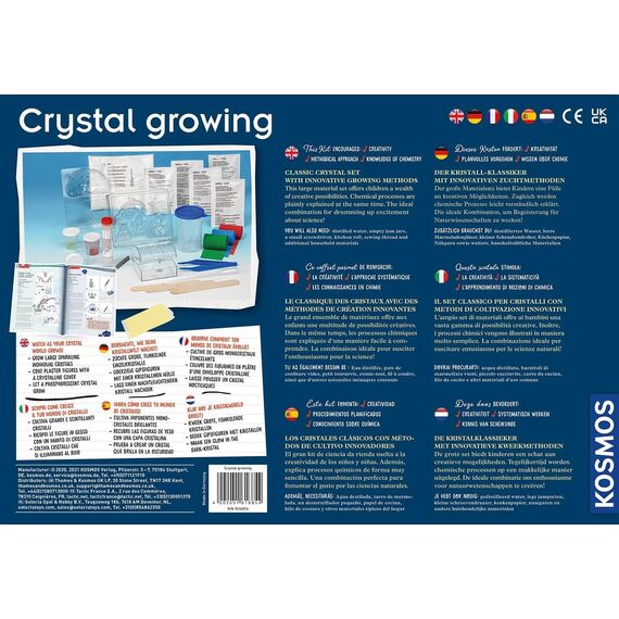 Kosmos 616854 Crystal Growing - Kristalle züchten Experimentier Set für Kinder mit mehrsprachiger Anleitung (DE, EN, FR, IT, ES, NL)