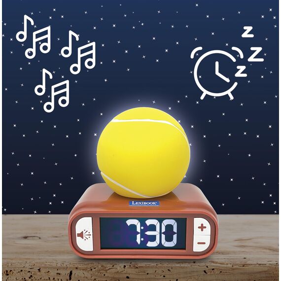 Lexibook, Tennis, Tennis-Nachtlichtwecker, Klänge und Melodien, beleuchteter LCD-Bildschirm, beleuchtet, Schlummerfunktion, RL800T