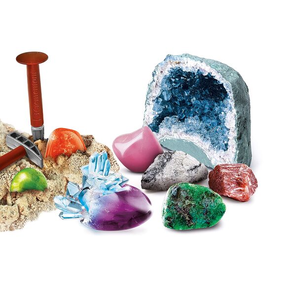 Clementoni Galileo Lab Mineralogie und Kristalle Ausgrabungs-Set - Spiel für Kinder ab 8 Jahren - inkl. Grabungswerkzeuge und Kristall-Geode, 59005 Clementoni