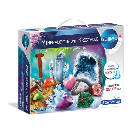 Clementoni Galileo Lab Mineralogie und Kristalle Ausgrabungs-Set - Spiel für Kinder ab 8 Jahren - inkl. Grabungswerkzeuge und Kristall-Geode, 59005 Clementoni